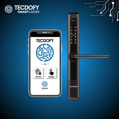 Cerradura digital inteligente para puerta de aluminio.