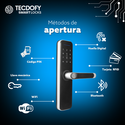 Cerradura digital inteligente H5 Black Silver TECDOFY SMART LOCKS