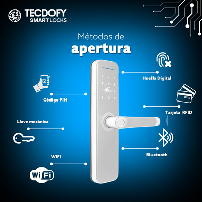 Cerradura digital inteligente H5 SILVER TECDOFY SMART LOCKS