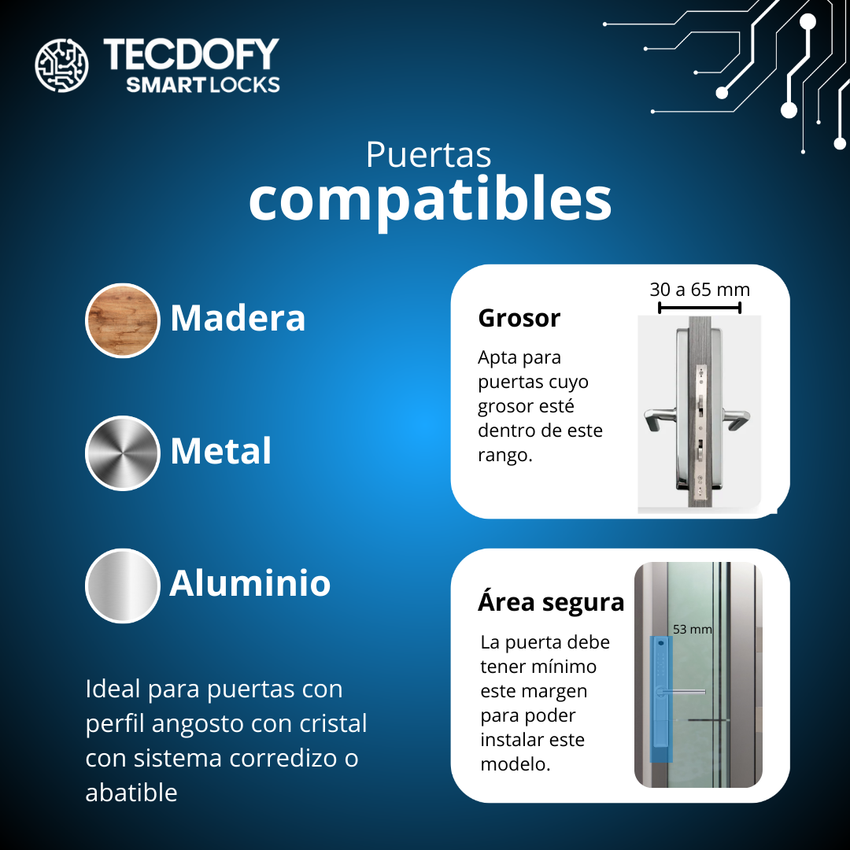 Cerradura electrónica inteligente S1 SILVER TECDOFY SMART LOCKS