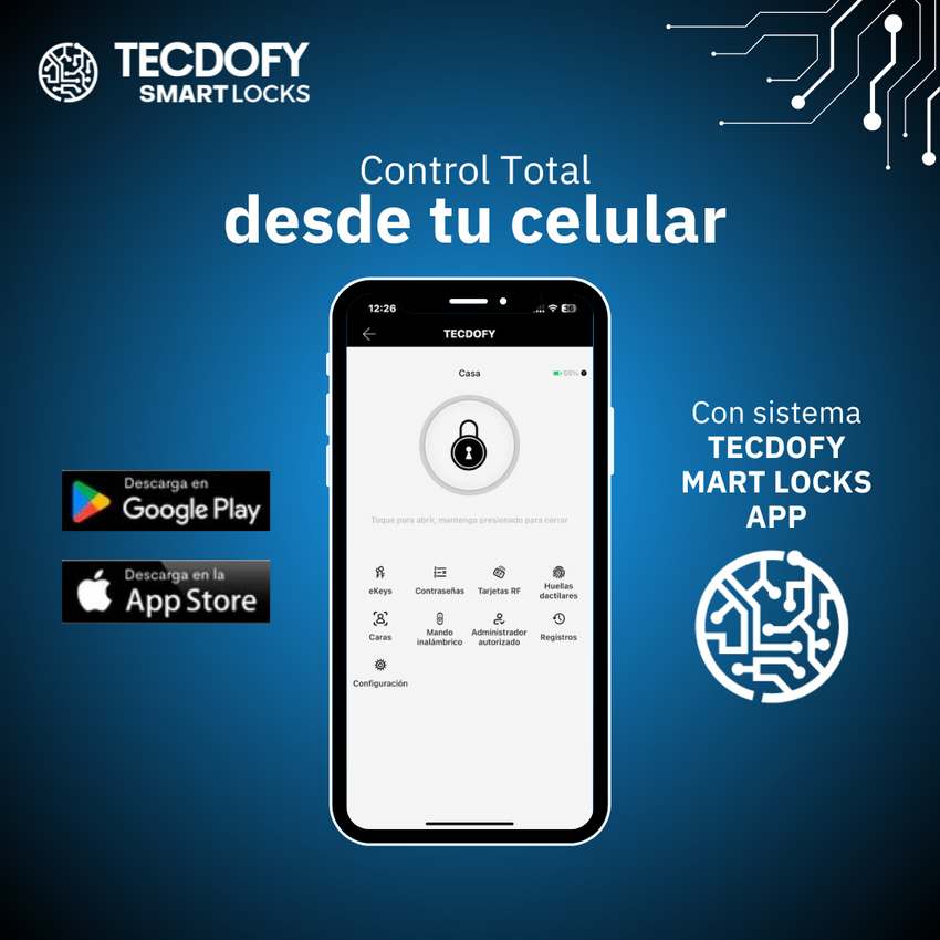 Cerradura electrónica inteligente H3 BLACK TECDOFY SMART LOCKS