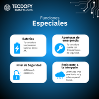 Cerradura electrónica inteligente H3 BLACK TECDOFY SMART LOCKS