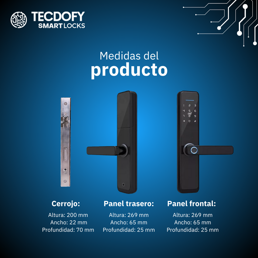 Cerradura electrónica inteligente H3 BLACK TECDOFY SMART LOCKS