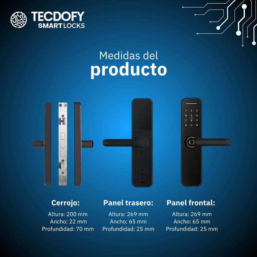 Cerradura digital inteligente H5 Black TECDOFY SMART LOCKS