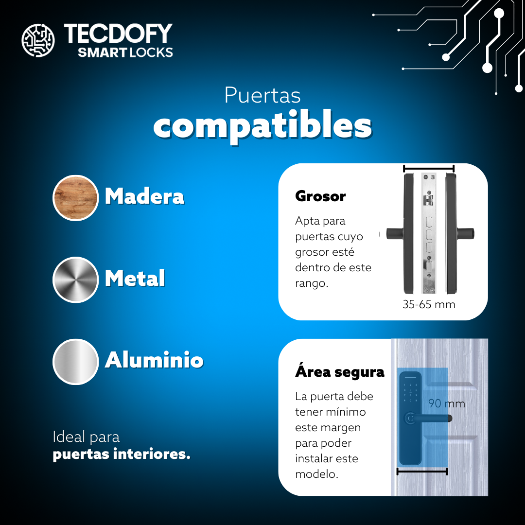 Cerradura electronica inteligente H5 Black TECDOFY SMART LOCKS
